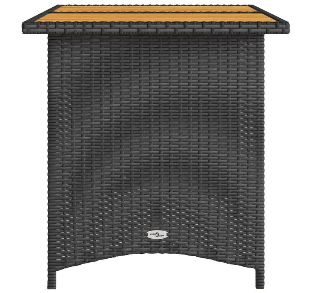 vidaXL Gartentisch Schwarz Poly Rattan mit Holzplatte - Bild 5