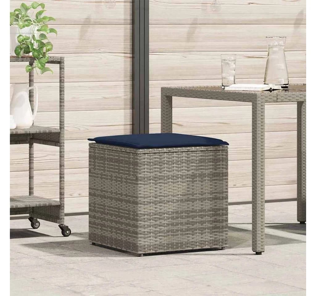 vidaXL Gartenbox Kissenbox Grau Poly-Rattan