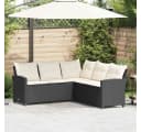 vidaXL Gartenlounge-Set L-förmiges Sofa Schwarz PE-Rattan mit Kissen Bild 1