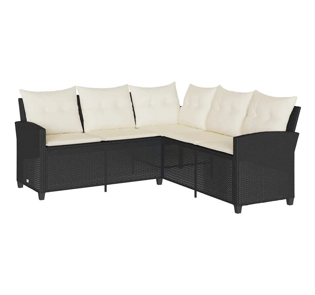 vidaXL Gartenlounge-Set L-förmiges Sofa Schwarz PE-Rattan mit Kissen - Bild 2