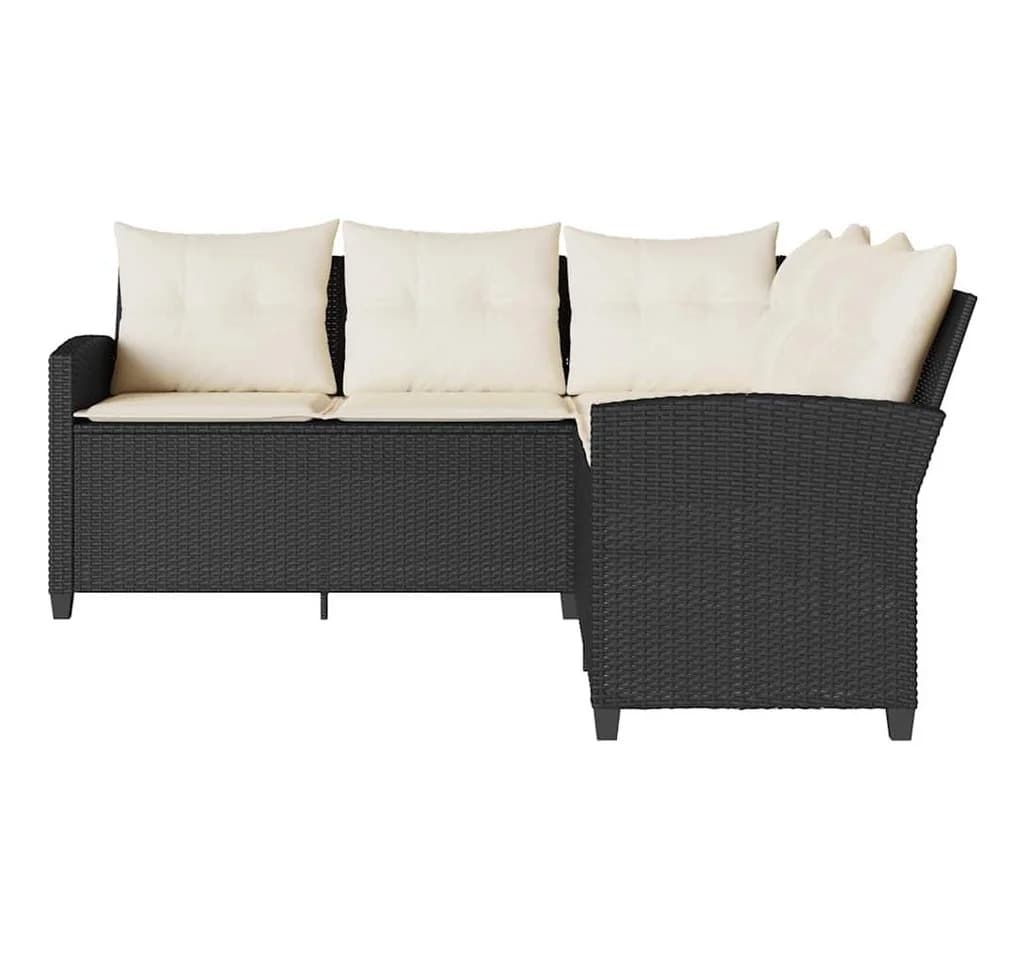 vidaXL Gartenlounge-Set L-förmiges Sofa Schwarz PE-Rattan mit Kissen - Bild 3
