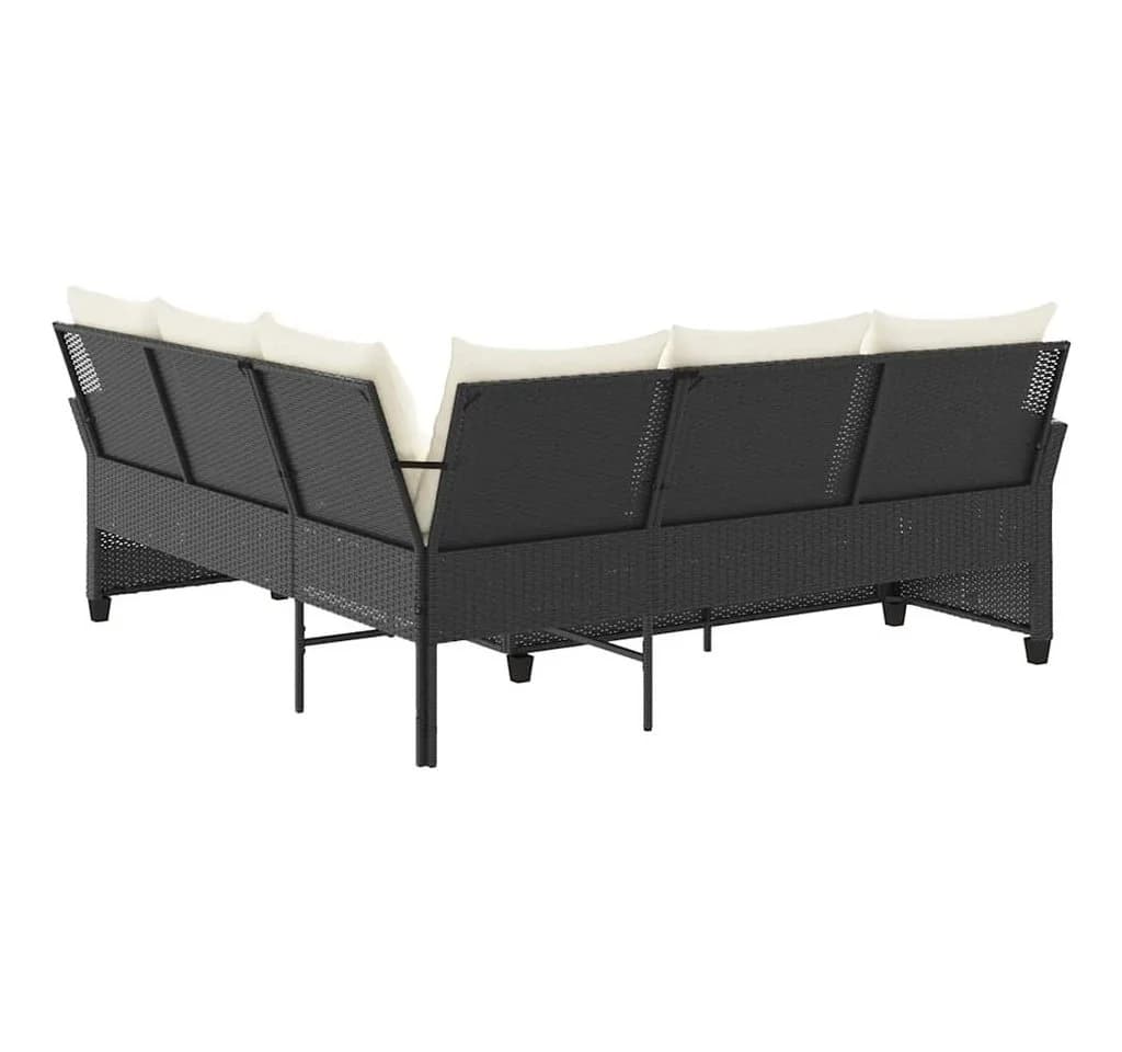 vidaXL Gartenlounge-Set L-förmiges Sofa Schwarz PE-Rattan mit Kissen - Bild 5