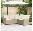 vidaXL Gartenlounge-Set L-förmiges Couchsofa Beige Polyrattan mit Kissen Bild 1