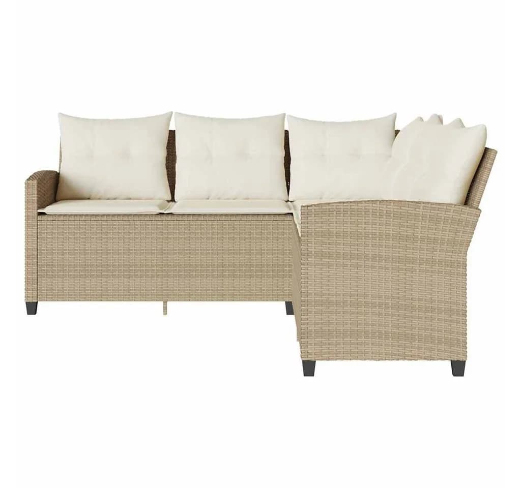 vidaXL Gartenlounge-Set L-förmiges Couchsofa Beige Polyrattan mit Kissen - Bild 3