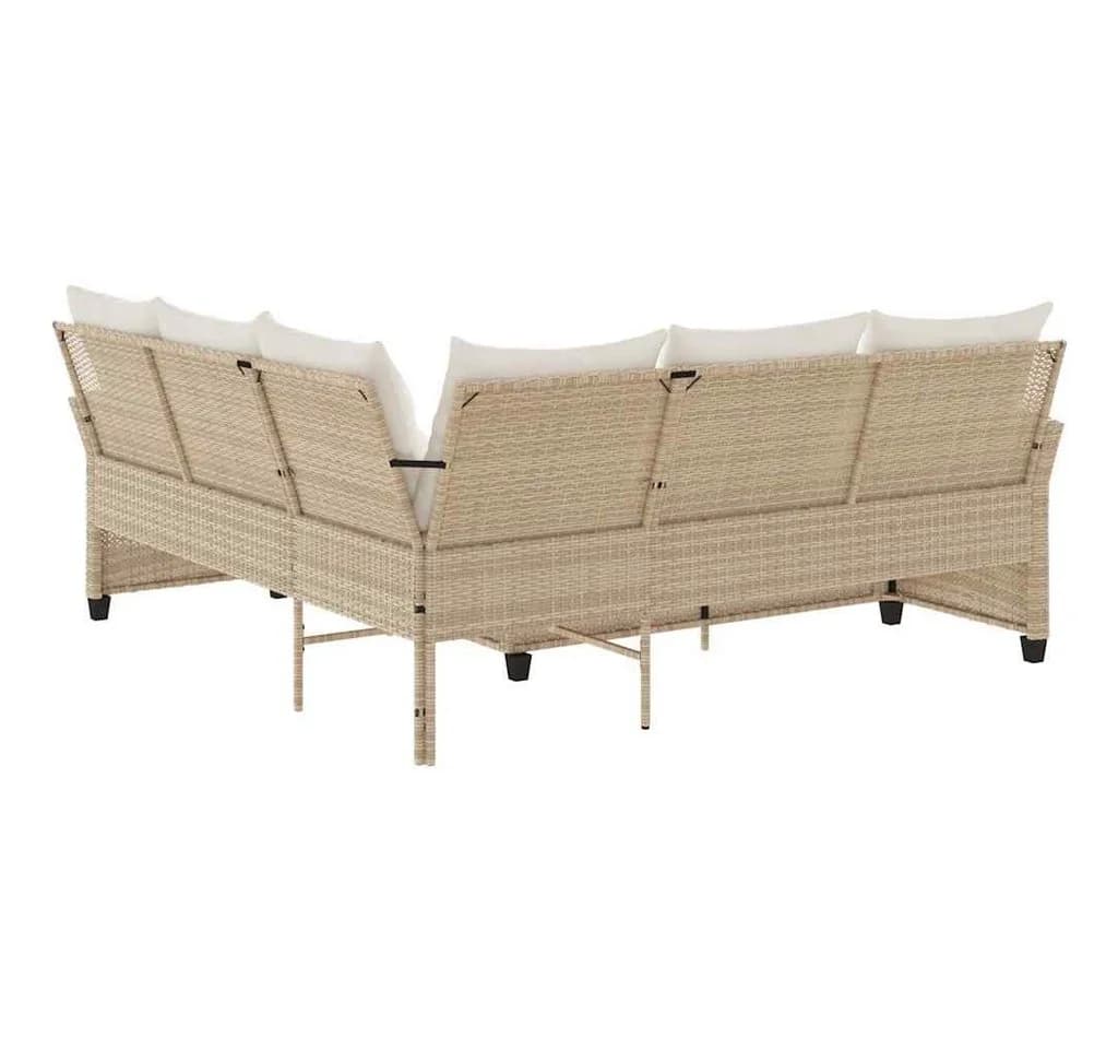 vidaXL Gartenlounge-Set L-förmiges Couchsofa Beige Polyrattan mit Kissen - Bild 5