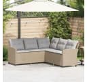 vidaXL Gartenlounge-Set L-förmig Beige/Grau Poly Rattan mit Kissen Bild 1