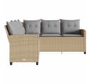 vidaXL Gartenlounge-Set L-förmig Beige/Grau Poly Rattan mit Kissen Bild 4