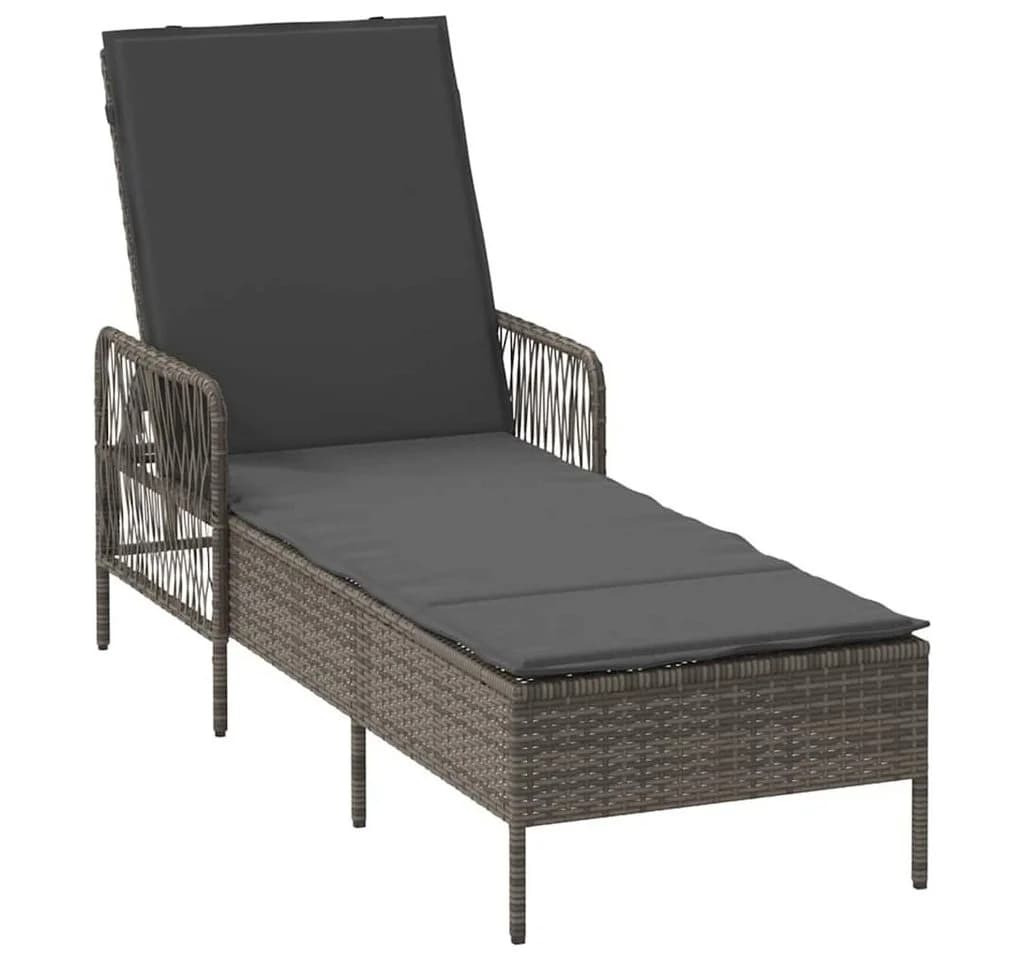 vidaXL Gartenliege Poly-Rattan Grau Verstellbare Rückenlehne - Bild 2