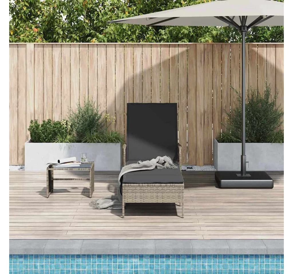 vidaXL Gartenliege Poly-Rattan Grau Verstellbare Rückenlehne - Bild 3