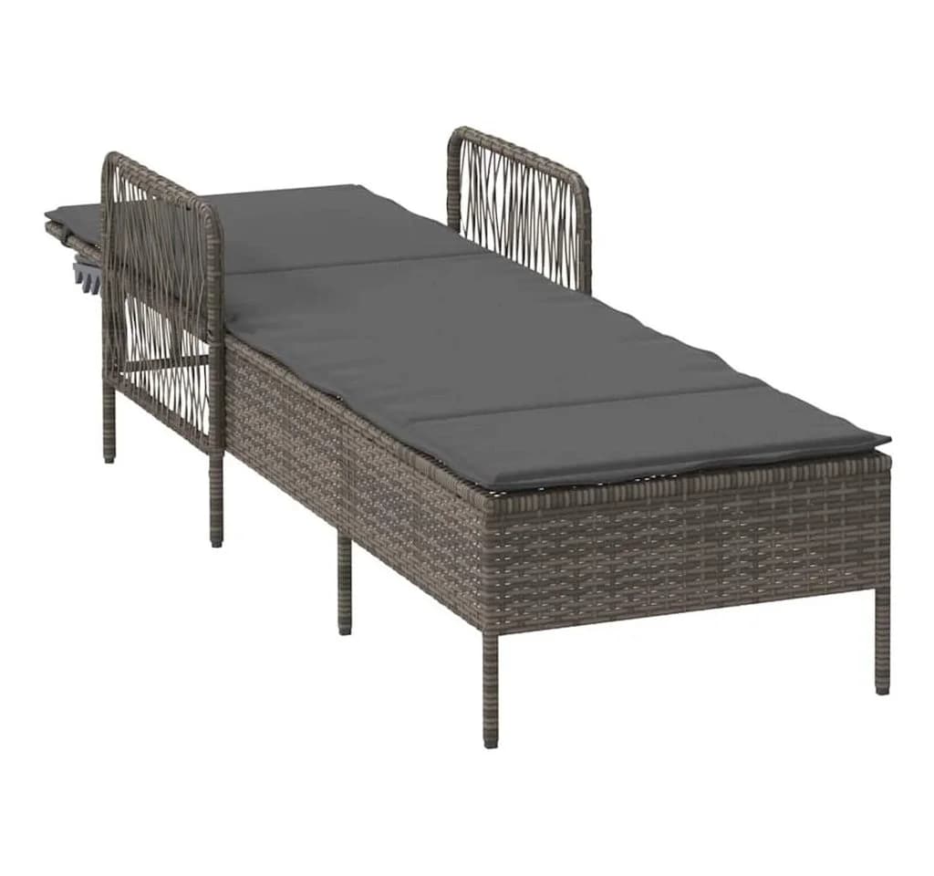 vidaXL Gartenliege Poly-Rattan Grau Verstellbare Rückenlehne - Bild 4