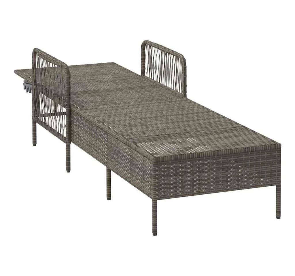 vidaXL Gartenliege Poly-Rattan Grau Verstellbare Rückenlehne - Bild 5