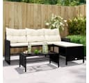 vidaXL Gartensofa L-Form Schwarz mit Tisch und Kissen Bild 1
