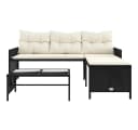 vidaXL Gartensofa L-Form Schwarz mit Tisch und Kissen Bild 5
