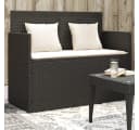vidaXL Gartenbank mit Kissen Schwarz Poly Rattan Bild 1