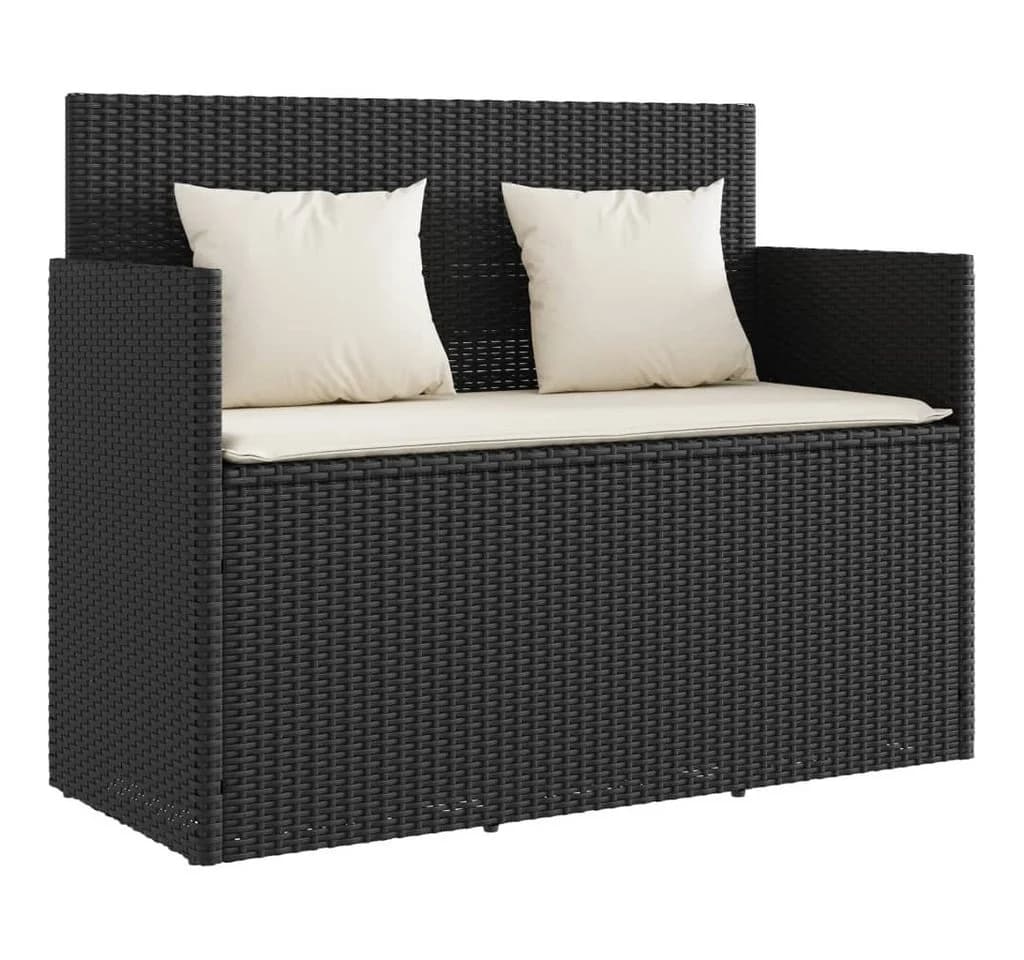 vidaXL Gartenbank mit Kissen Schwarz Poly Rattan - Bild 2