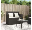 vidaXL Gartenbank mit Kissen Schwarz Poly Rattan Bild 3