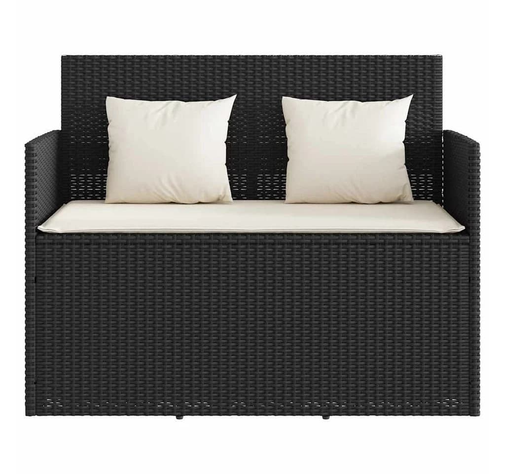 vidaXL Gartenbank mit Kissen Schwarz Poly Rattan - Bild 4
