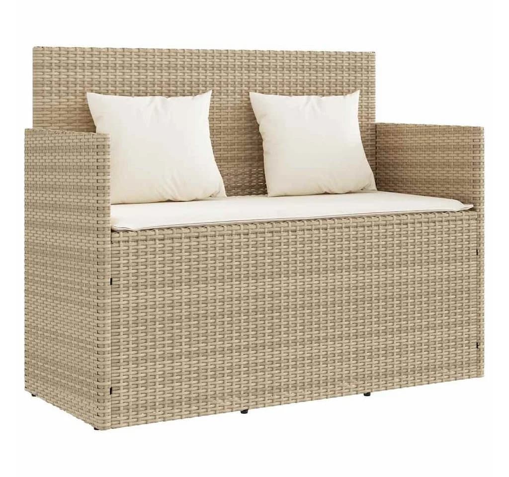 vidaXL Gartenbank mit Kissen Beige Poly Rattan - Bild 2
