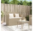 vidaXL Gartenbank mit Kissen Beige Poly Rattan Bild 3