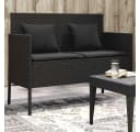 vidaXL Gartenbank mit Stauraum und Kissen Schwarz PE-Rattan Bild 1