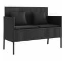 vidaXL Gartenbank mit Stauraum und Kissen Schwarz PE-Rattan Bild 2