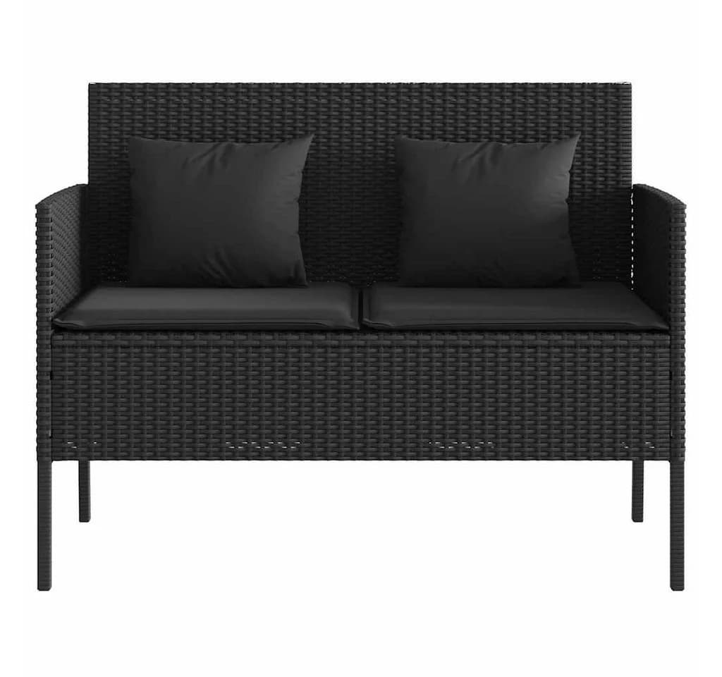 vidaXL Gartenbank mit Stauraum und Kissen Schwarz PE-Rattan - Bild 4