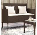 vidaXL Gartenbank mit Stauraum und Kissen Braun Poly Rattan Bild 1