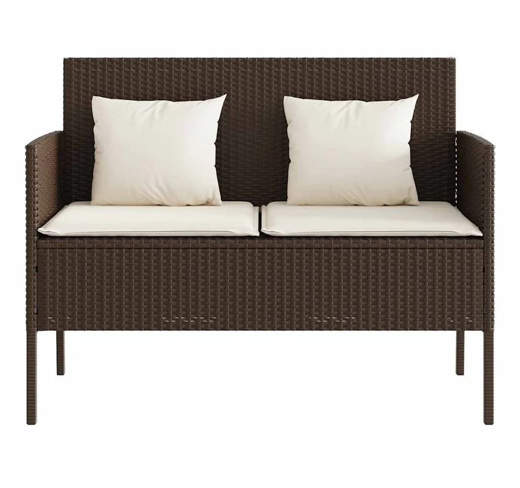 vidaXL Gartenbank mit Stauraum und Kissen Braun Poly Rattan - Bild 4