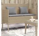 vidaXL Gartenbank mit Stauraum und Kissen Beige Poly Rattan Bild 1