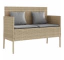 vidaXL Gartenbank mit Stauraum und Kissen Beige Poly Rattan Bild 2