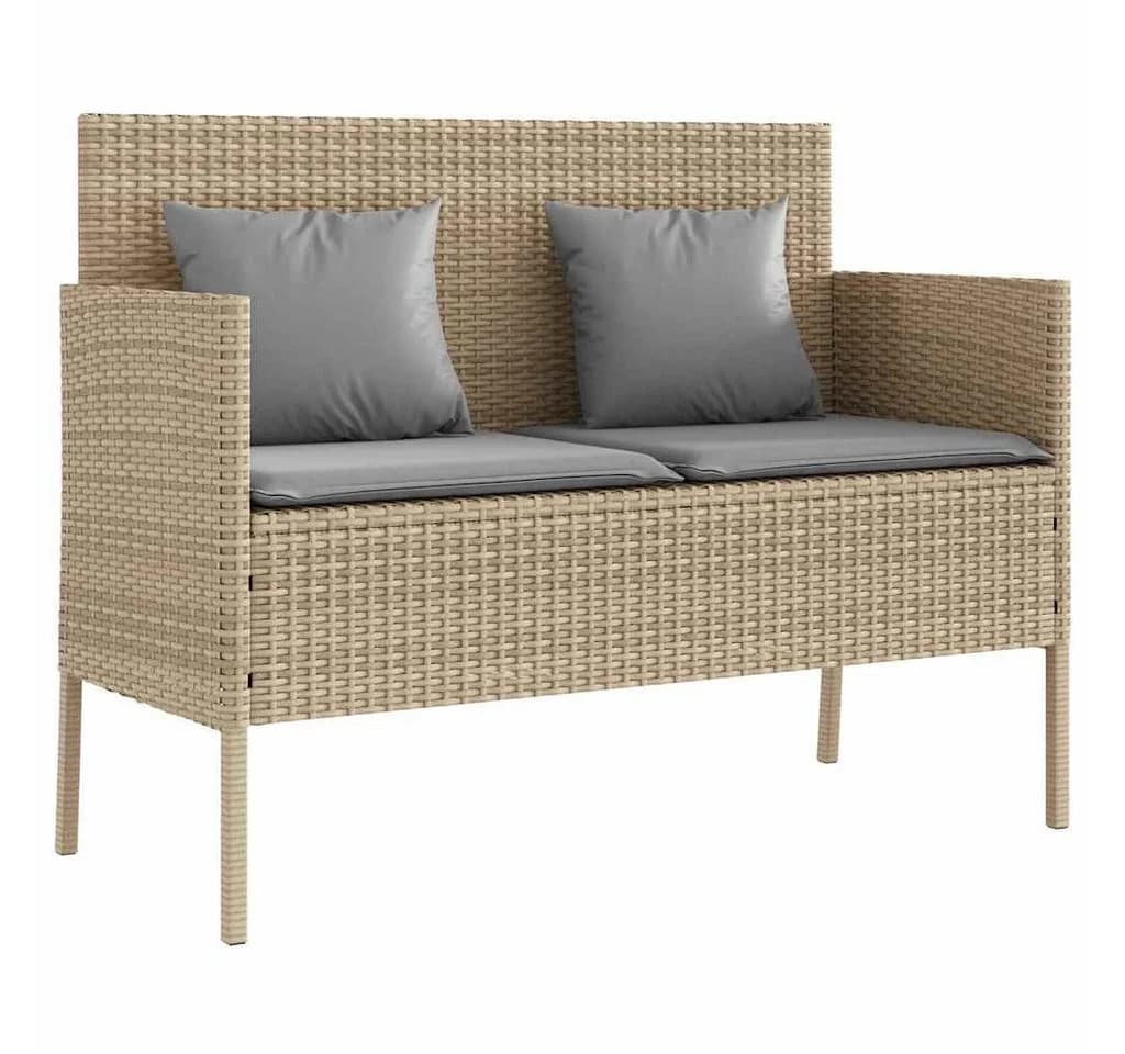 vidaXL Gartenbank mit Stauraum und Kissen Beige Poly Rattan - Bild 2