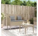 vidaXL Gartenbank mit Stauraum und Kissen Beige Poly Rattan Bild 3