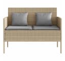 vidaXL Gartenbank mit Stauraum und Kissen Beige Poly Rattan Bild 4