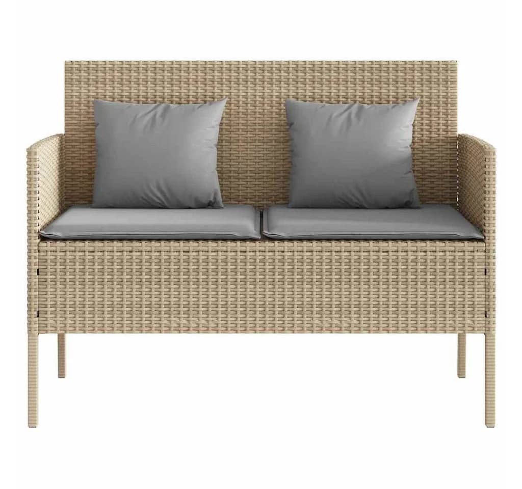 vidaXL Gartenbank mit Stauraum und Kissen Beige Poly Rattan - Bild 4