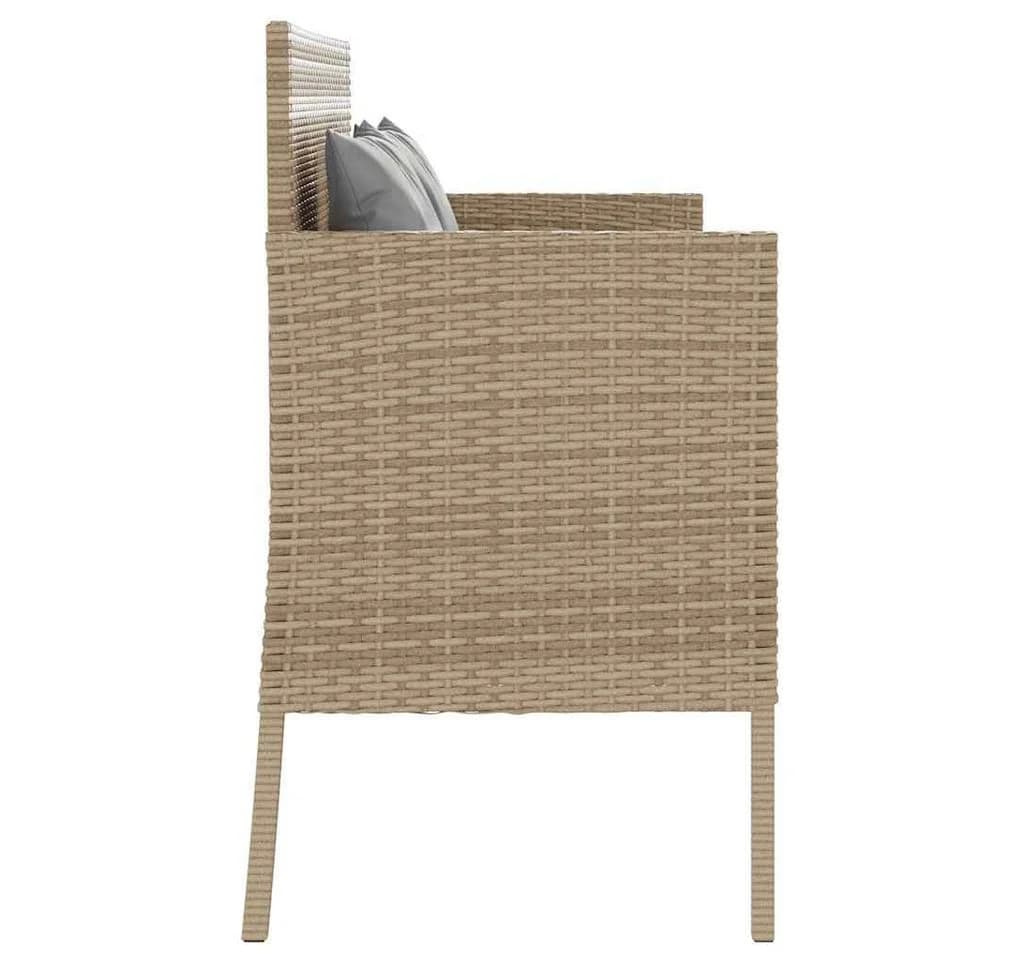 vidaXL Gartenbank mit Stauraum und Kissen Beige Poly Rattan - Bild 5
