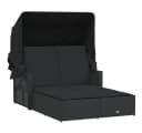 vidaXL Doppel-Sonnenliege Schwarz Poly Rattan mit Dach Bild 2