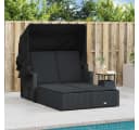vidaXL Doppel-Sonnenliege Schwarz Poly Rattan mit Dach Bild 3
