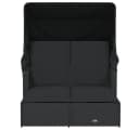 vidaXL Doppel-Sonnenliege Schwarz Poly Rattan mit Dach Bild 4