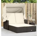vidaXL Doppel-Sonnenliege Braun Poly Rattan mit Dach Bild 1