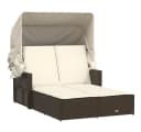 vidaXL Doppel-Sonnenliege Braun Poly Rattan mit Dach Bild 2