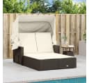 vidaXL Doppel-Sonnenliege Braun Poly Rattan mit Dach Bild 3