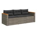 vidaXL Loungesofa 3-Sitzer Grau Poly Rattan Bild 2
