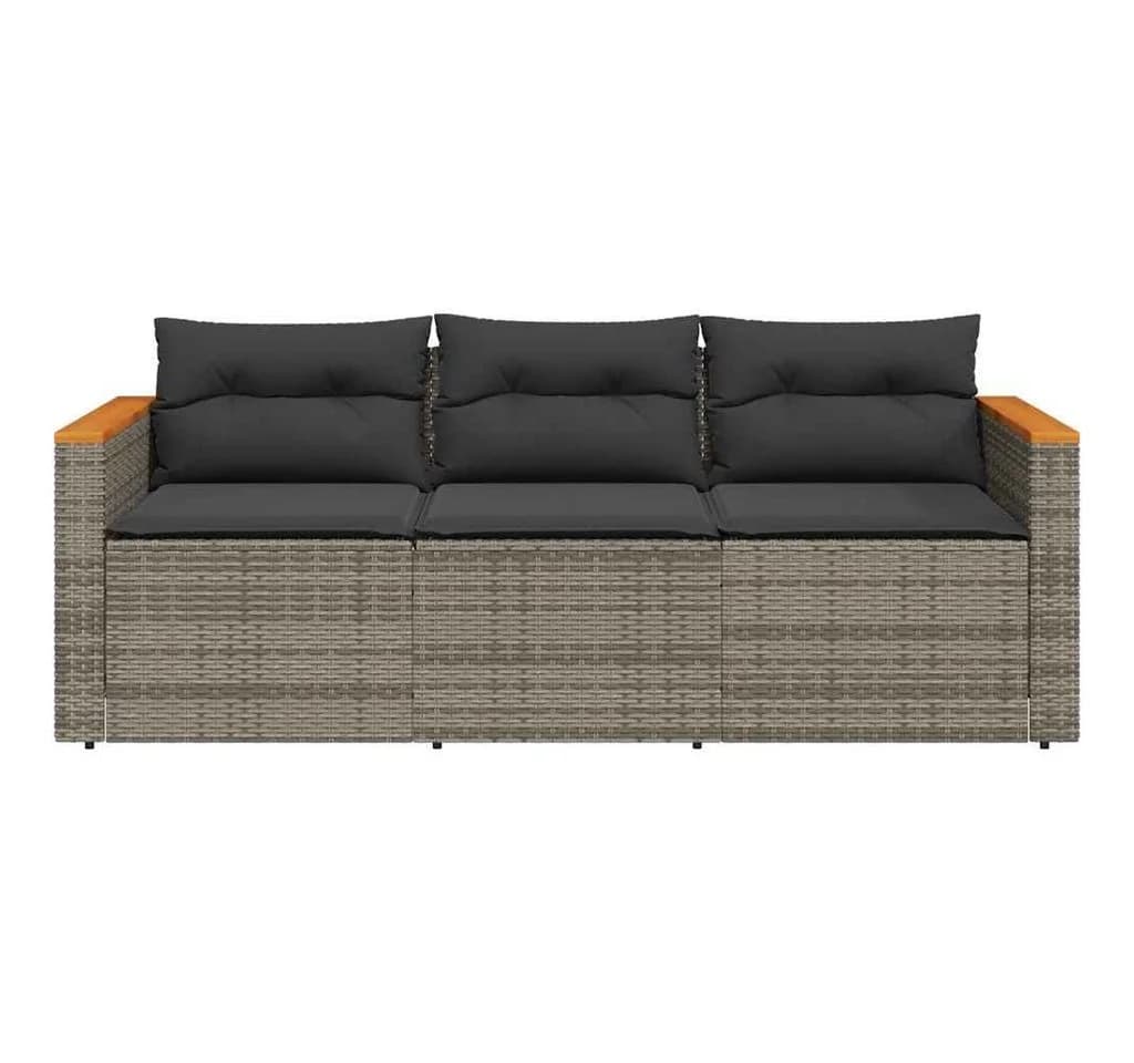 vidaXL Loungesofa 3-Sitzer Grau Poly Rattan - Bild 4