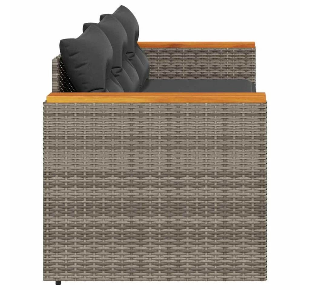 vidaXL Loungesofa 3-Sitzer Grau Poly Rattan - Bild 5