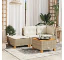 vidaXL Gartenhocker Beige mit Kissen Poly Rattan Bild 1