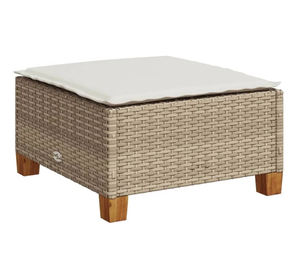 vidaXL Gartenhocker Beige mit Kissen Poly Rattan - Bild 2