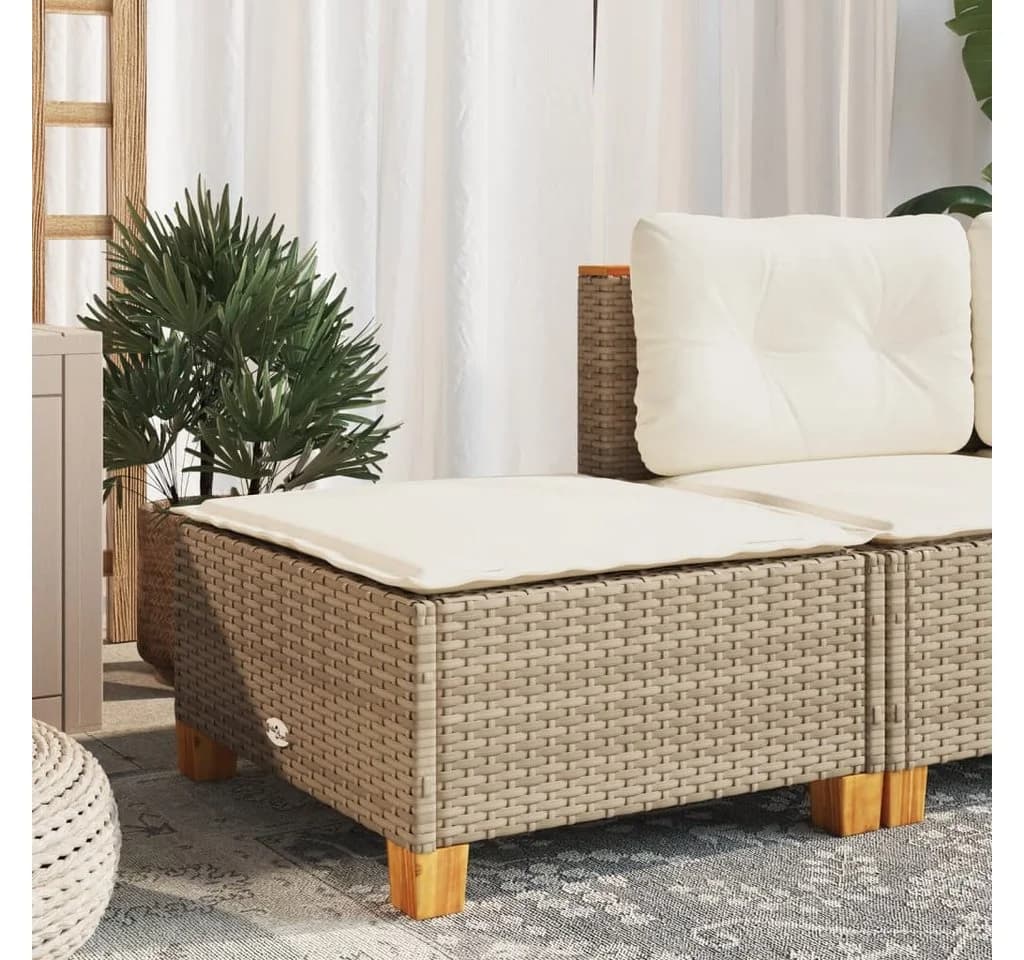vidaXL Gartenhocker Beige mit Kissen Poly Rattan - Bild 3