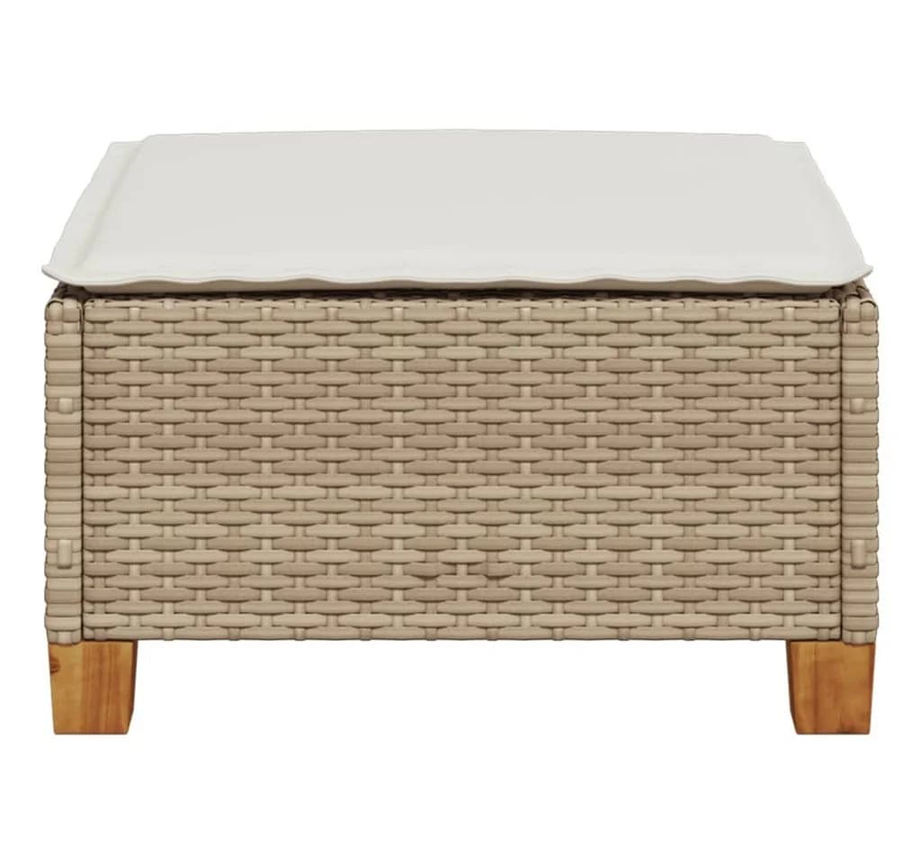 vidaXL Gartenhocker Beige mit Kissen Poly Rattan - Bild 4