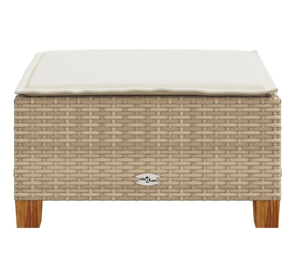 vidaXL Gartenhocker Beige mit Kissen Poly Rattan - Bild 5