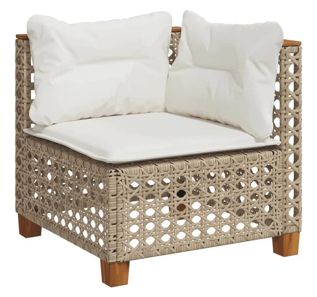 vidaXL Gartensofa Beige Poly Rattan mit Kissen